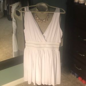 Dressy or casual shirt white v neck dress